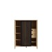 Kommode >Jecho< in Mauvella Eiche / Schwarz - 103,4x129,9x40,2cm (BxHxT)