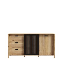 Sideboard >Jecho< in Mauvella Eiche / Schwarz -...