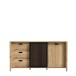 Sideboard >Jecho< in Mauvella Eiche / Schwarz - 174,8x91,5x40,2cm (BxHxT)