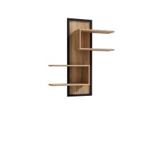 Wandregal >Jecho< in Mauvella Eiche / Schwarz - 102,6x122,5x21,9cm (BxHxT)