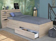 Einzelbett >Escale 1< in Japanische Eiche - 217x122x89cm (LxBxH)