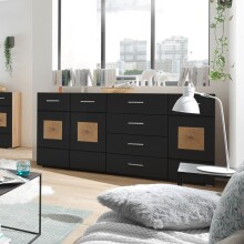 Sideboard >Georgia< in Eiche Artisan Nachbildung - 180x92x38cm (BxHxT)