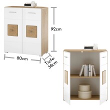 Kommode >Georgia< in Eiche Artisan Nachbildung - 80x92x38cm (BxHxT)