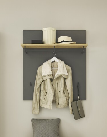Garderobenpaneel >Melisande< in Grau matt - 85x95x27cm (BxHxT)