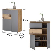 Schuhschrank >Melisande< in Grau matt - 85x103x38cm (BxHxT)