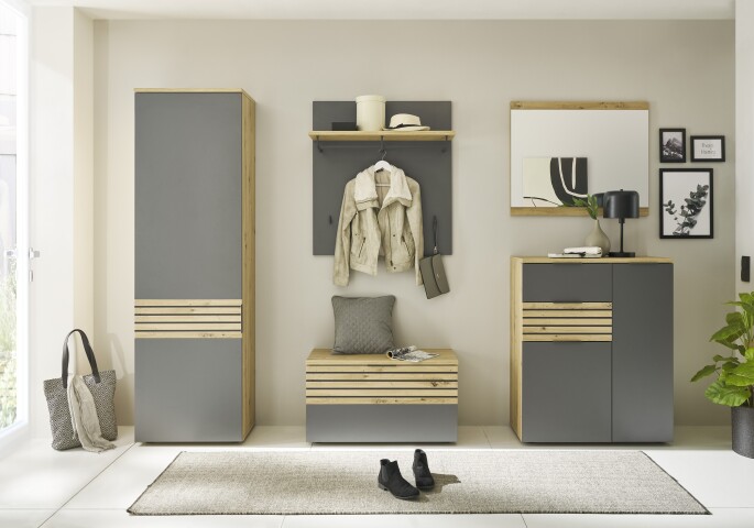 Garderoben-Set >Melisande< in Grau-Eiche Artisan Nachbildung