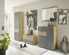 Garderoben-Set >Melisande< in Grau-Eiche Artisan...