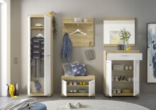 Garderoben-Set >Nobe< in Weiß-Eiche Artisan - 255x195x38cm (BxHxT)