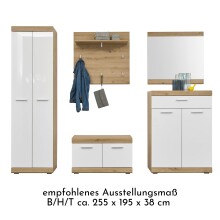 Garderoben-Set >Nobe< in Weiß-Eiche Artisan - 255x195x38cm (BxHxT)