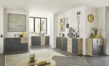 Kommode >BC 1040< in Grau matt - 80x84x35 (BxHxT)