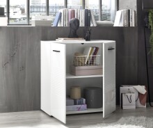 Kommode >BC 1065< in Weiß hochglanz aus MDF - 80x83x40cm (BxHxT)