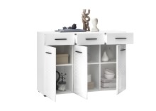 Kommode >BC 1065< in Weiß hochglanz aus MDF - 120x83x40cm (BxHxT)