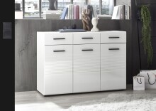 Kommode >BC 1065< in Weiß hochglanz aus MDF -...