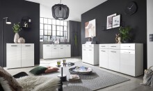 Kommode >BC 1065< in Weiß hochglanz aus MDF - 120x83x40cm (BxHxT)