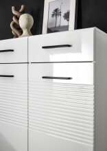 Kommode >BC 1065< in Weiß hochglanz aus MDF - 120x83x40cm (BxHxT)