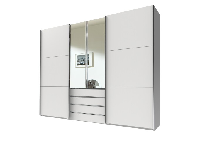 Schwebetürenschrank >MAGIC< in WEISS - 300x236x65cm (BxHxT)