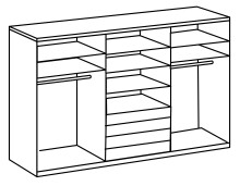 Schwebetürenschrank >MAGIC< in WEISS - 300x236x65cm (BxHxT)