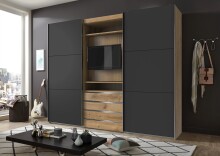 TV-Schrank >MAGIC< in PLANKENEICHE NB + GRAPHIT -...