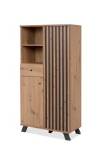 Highboard >Medan< in Artisan Oak / anthrazit  - 80x156x40cm (BxHxT)