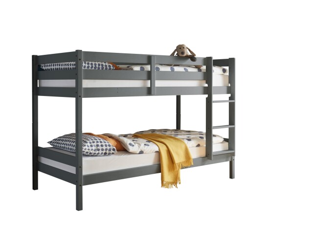 Etagenbett >Moritz< in Kiefer Grau aus Massivholz - 207x140x97cm (BxHxT)