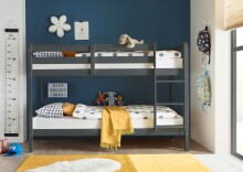 Etagenbett >Moritz< in Kiefer Grau aus Massivholz - 207x140x97cm (BxHxT)
