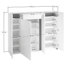 Schuhkommode >Atrium< in weiß, Holzwerkstoff - 149x115x34cm (BxHxT)