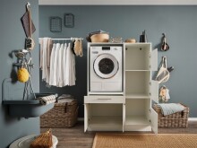 Waschmaschinenumbauschrank >LAUNDREEZY< in weiß - 117,5x162x67,5 (BxHxT)
