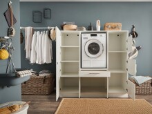 Waschmaschinenumbauschrank >LAUNDREEZY< in weiß - 167,5x162x67,5 (BxHxT)