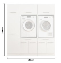 Waschmaschinenumbauschrank >LAUNDREEZY< in weiß - 185x200x67,5 (BxHxT)