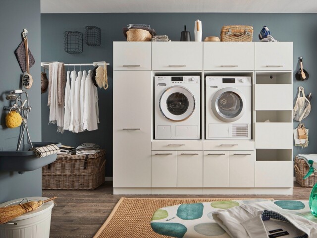 Waschmaschinenumbauschrank >LAUNDREEZY< in weiß - 235x200x67,5 (BxHxT)