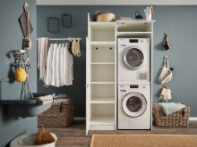 Waschmaschinenumbauschrank >LAUNDREEZY< in weiß - 117,5x200x67,5 (BxHxT)