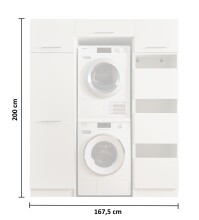 Waschmaschinenumbauschrank >LAUNDREEZY< in weiß - 167,5x200x67,5 (BxHxT)