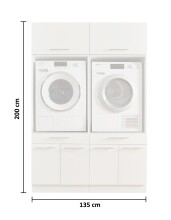 Waschmaschinenumbauschrank >LAUNDREEZY< in anthrazit - 135x200x67,5 (BxHxT)