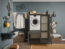 Waschmaschinenumbauschrank >LAUNDREEZY< in anthrazit - 117,5x162x67,5 (BxHxT)