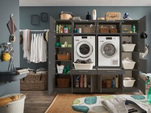Waschmaschinenumbauschrank >LAUNDREEZY< in anthrazit - 235x200x67,5 (BxHxT)