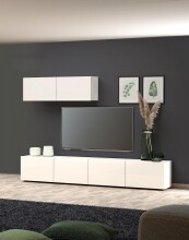 Lowboard >Mister< in weiss, Lack Hochglanz - 225x40x38cm (BxHxT)