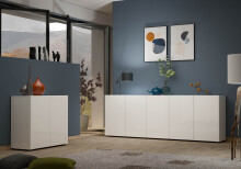 Sideboard >Mister< in weiss, Lack Hochglanz - 90x80x38cm (BxHxT)