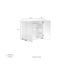Sideboard >Mister< in weiss, Lack Hochglanz - 90x80x38cm (BxHxT)