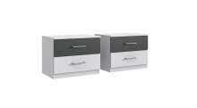 Schlafzimmer-Set >ANGIE< in WEISS + GRAPHIT - 281x81x210cm (BxHxT)