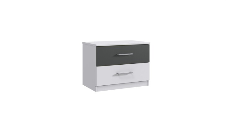 Nachtschrank >ANGIE< in WEISS + GRAPHIT - 52x40x38cm (BxHxT)