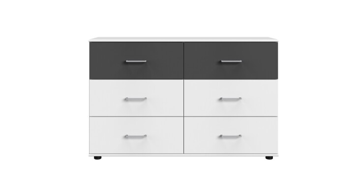 Kombikommode >ANGIE< in WEISS + GRAPHIT - 130x83x41cm (BxHxT)