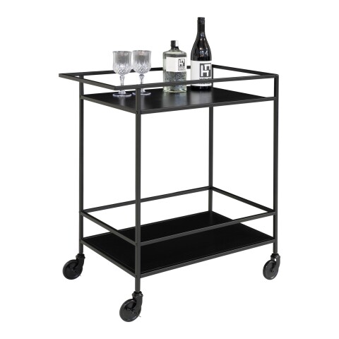 Servierwagen >Vita< in Schwarz, Melamin - 40x79x68cm (BxHxT)