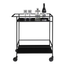 Servierwagen >Vita< in Schwarz, Melamin - 40x79x68cm (BxHxT)