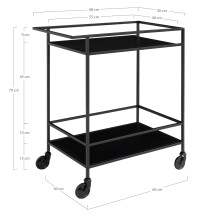 Servierwagen >Vita< in Schwarz, Melamin - 40x79x68cm (BxHxT)