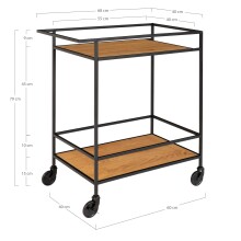 Servierwagen >Vita< in Natur, Melamin - 40x79x68cm (BxHxT)