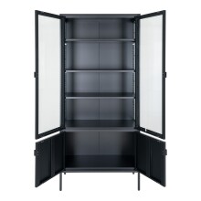 Standvitrine >Brisbane< in Schwarz, Metall - 80x180x35cm (BxHxT)