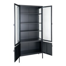 Standvitrine >Brisbane< in Schwarz, Metall - 80x180x35cm (BxHxT)