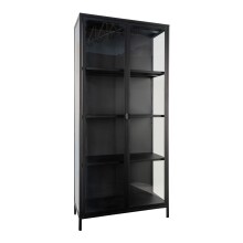 Standvitrine >Brisbane< in Schwarz, Metall - 80x175x35cm (BxHxT)