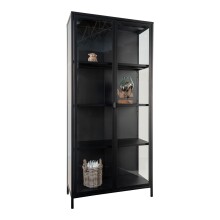 Standvitrine >Brisbane< in Schwarz, Metall - 80x175x35cm (BxHxT)
