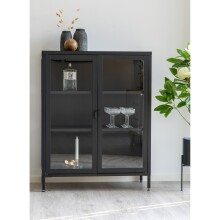 Standvitrine >Brisbane< in Schwarz, Metall -...